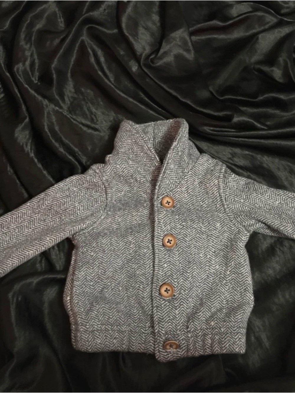 Carter's Gray Herringbone Button-Up Pea Coat